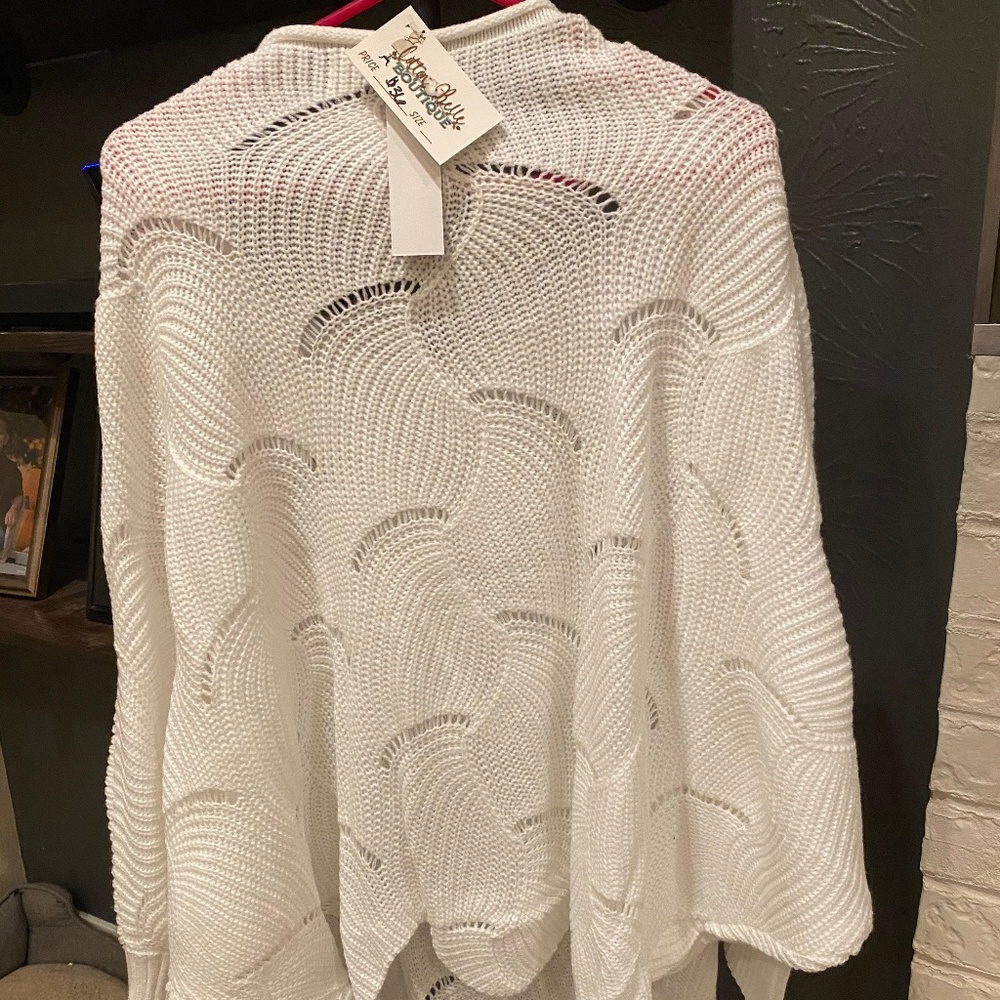White Waffle Knit Cover up/Sweater
